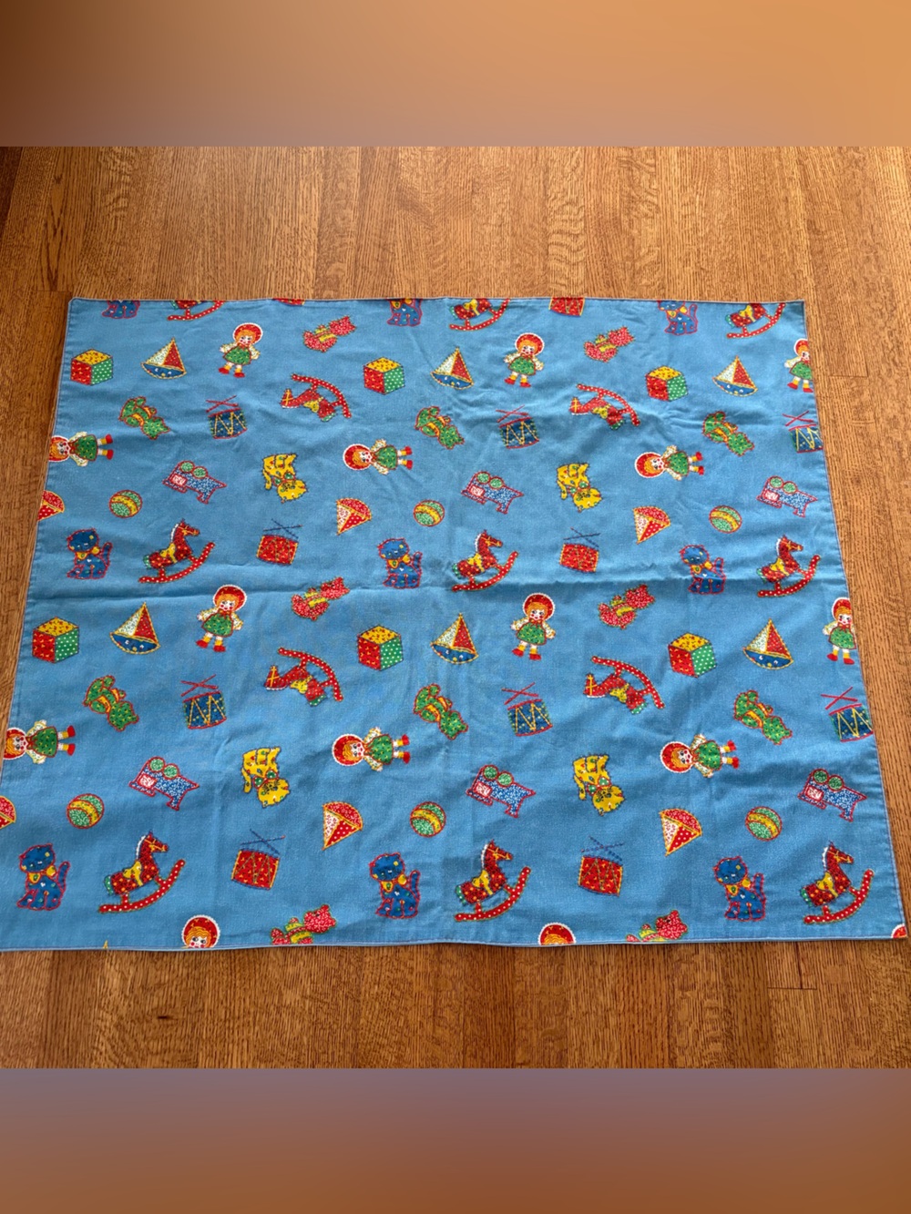 Vintage 70s80s Hand-Quilted Wholecloth Baby Crib Blanket Playmat Stitched 42x34